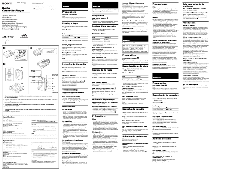 Page 1 de la notice Manuel utilisateur Sony WM-FX197
