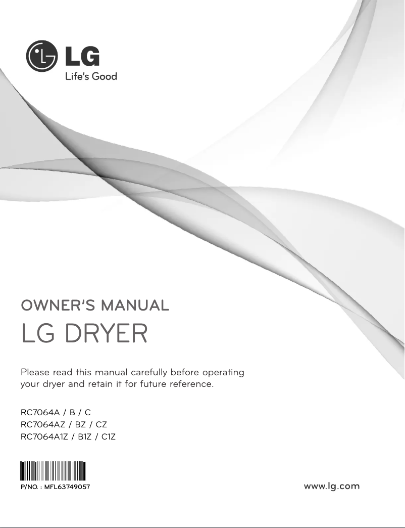 Page 1 de la notice Manuel utilisateur LG RC7064A