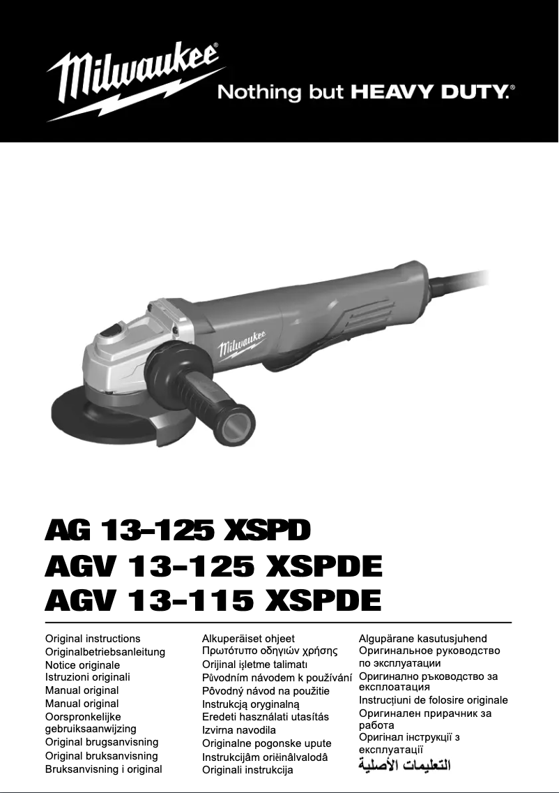 Page 1 de la notice Manuel utilisateur Milwaukee AG 13-125 XSPD