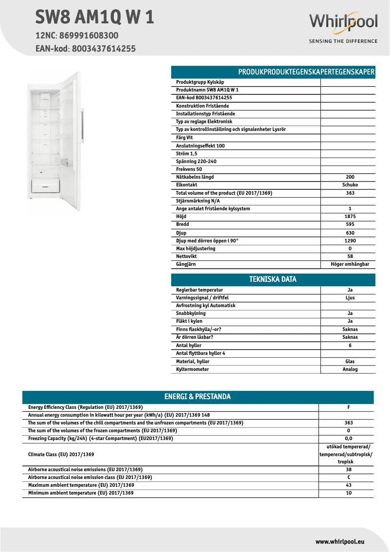 Imagen de la primera página del manual del dispositivo SW8 AM1Q W 1
