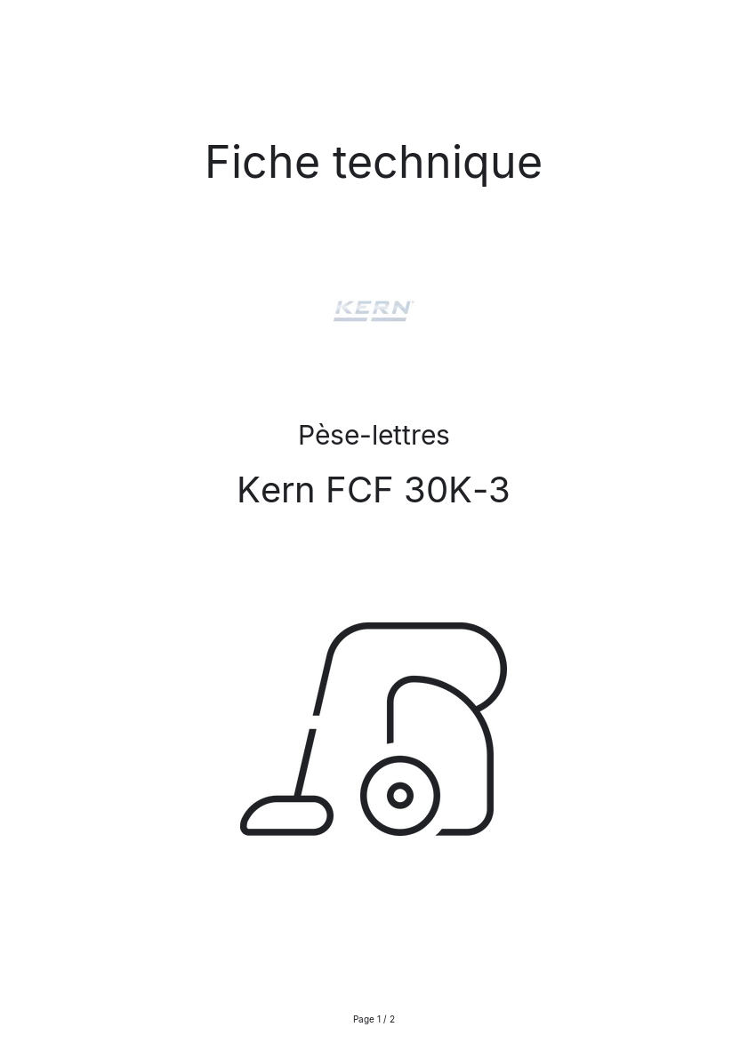 Page n°1 - Fiche technique Kern FCF 30K-3