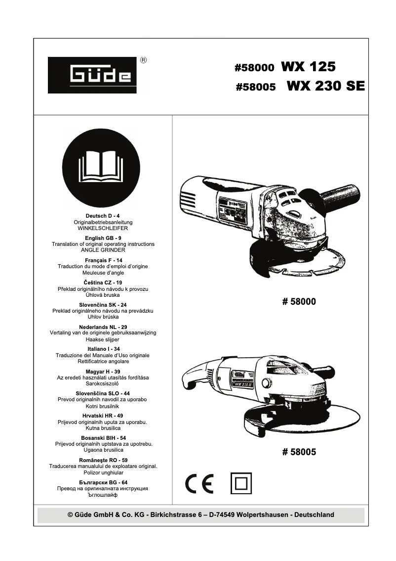 Page 1 de la notice Manuel utilisateur Güde WX 125