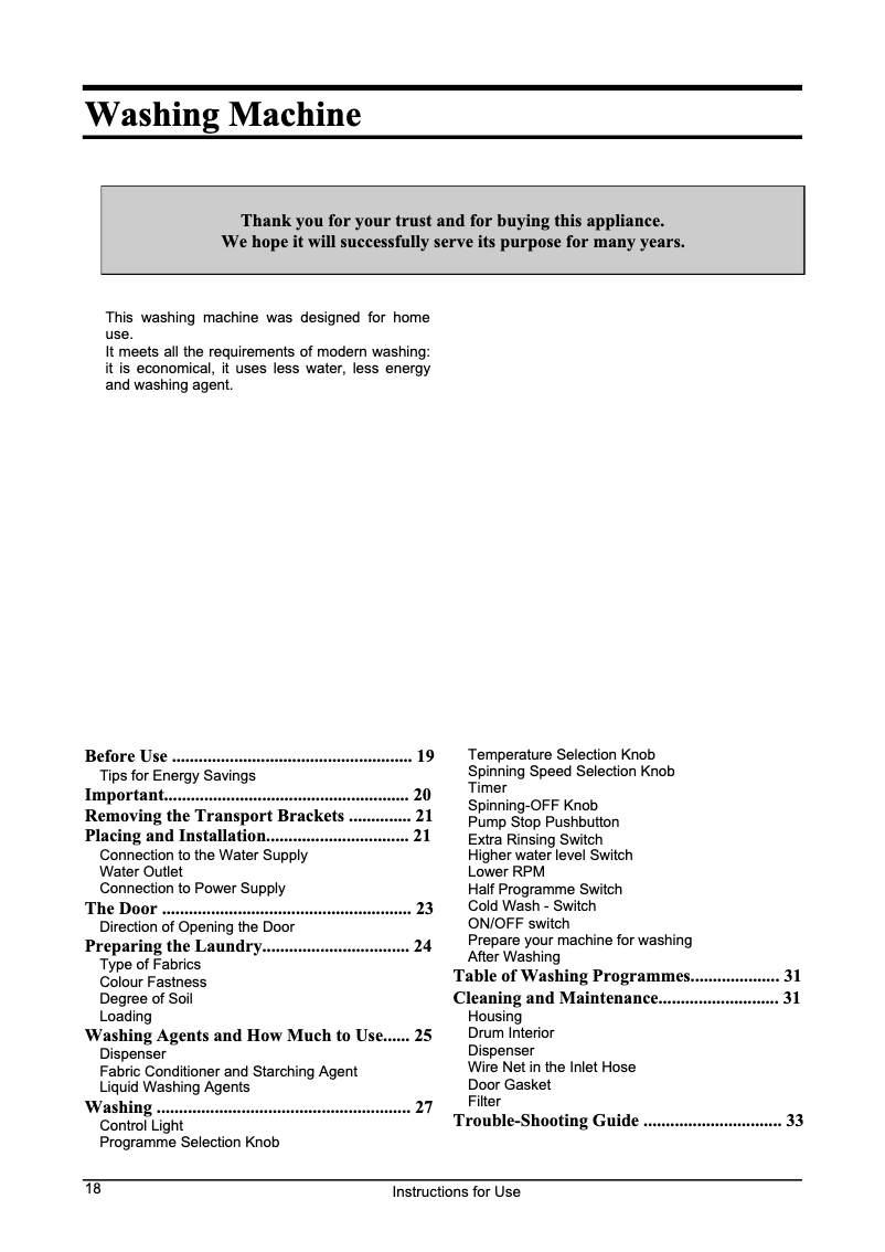 Image de la première page du manuel de l'appareil WA 1011