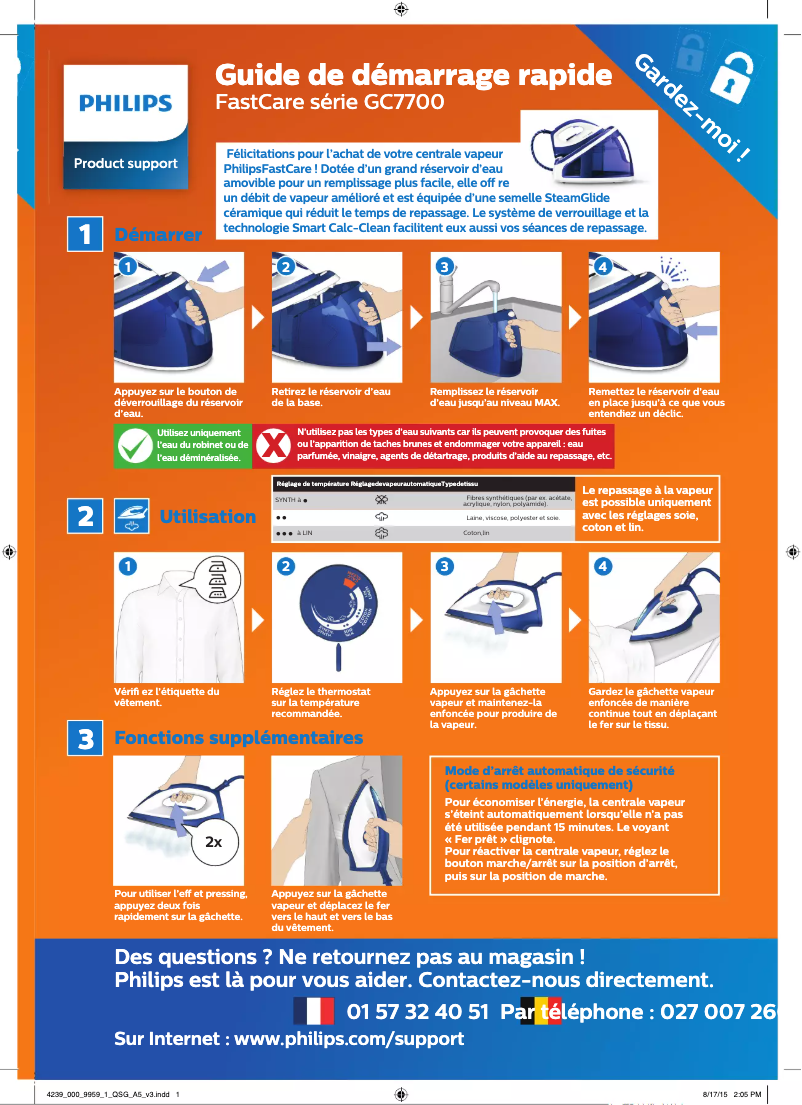 Image de la première page du manuel de l'appareil FastCare GC7705