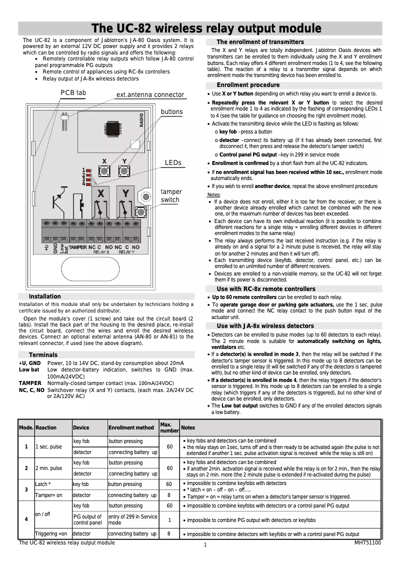 Page 1 de la notice Manuel utilisateur Joblotron UC-82