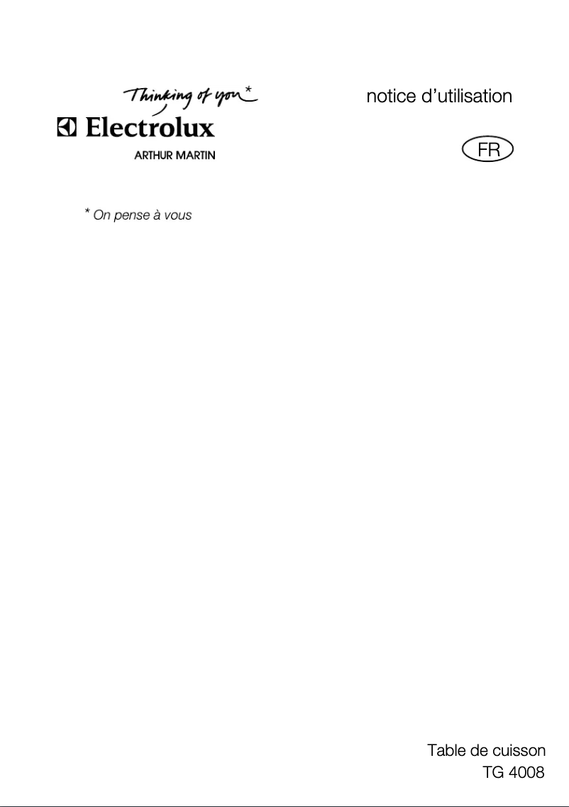 Page n°1 - Manuel utilisateur Arthur Martin-Electrolux TG4008W