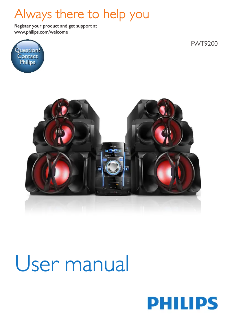 Page 1 de la notice Manuel utilisateur Philips FWT9200X