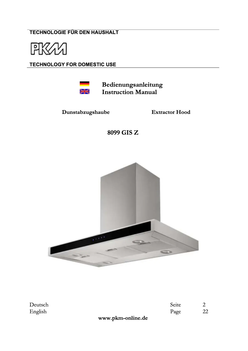 Page 1 de la notice Manuel utilisateur PKM 8090GIS Z