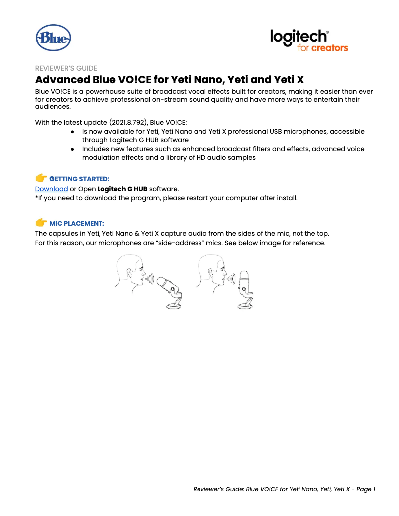 Page n°1 - Guide d'installation Blue Microphones Yeti