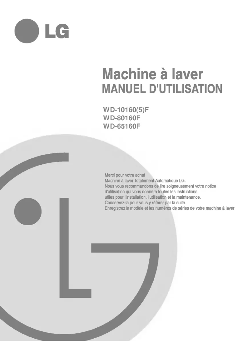 Page n°1 - Manuel utilisateur LG WD-10160F