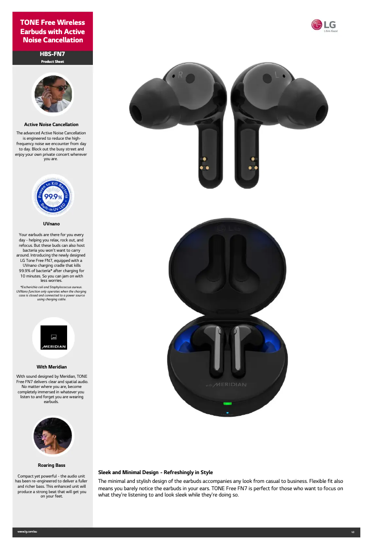 Page n°1 - Fiche technique LG Tone Free HBS-FN7