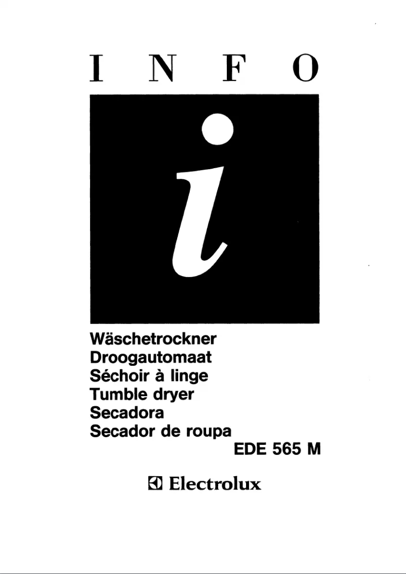 Page n°1 - Manuel utilisateur Electrolux EDE565