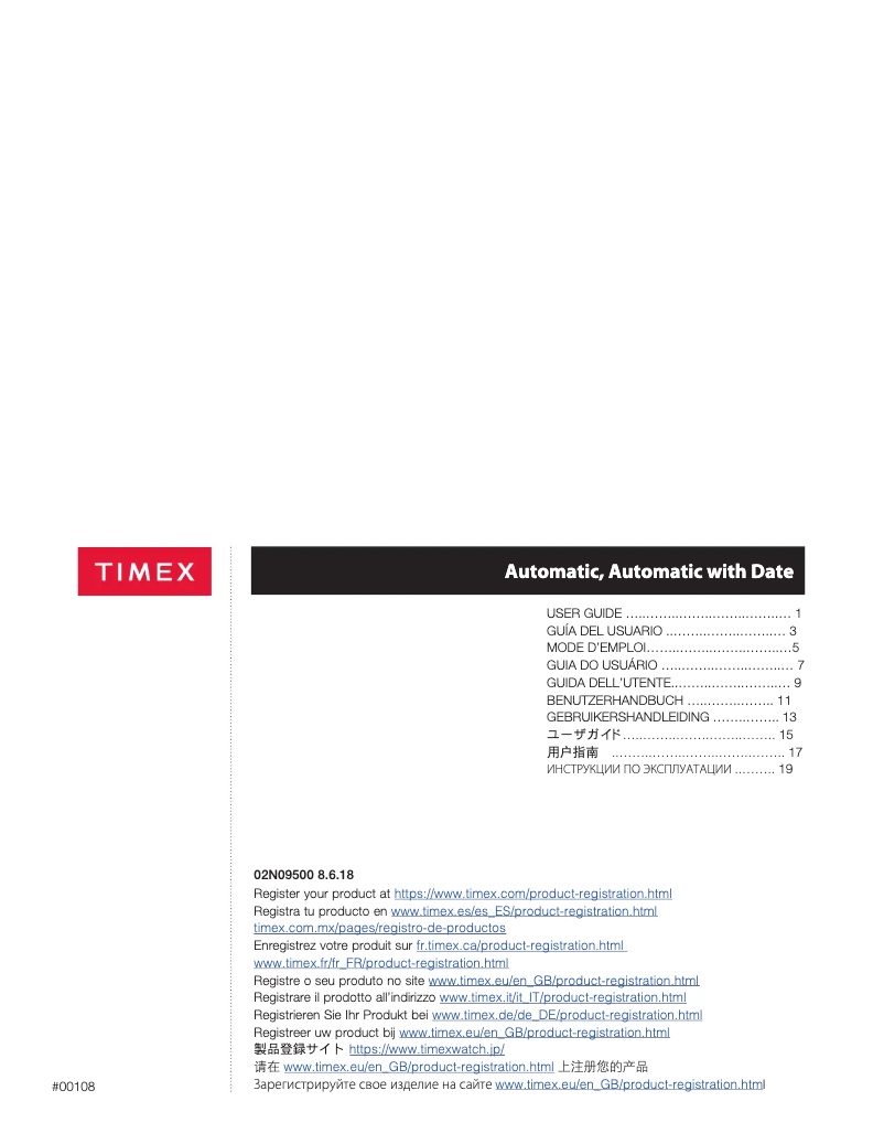 Page 1 de la notice Manuel utilisateur Timex Waterbury TW2U11500ZV