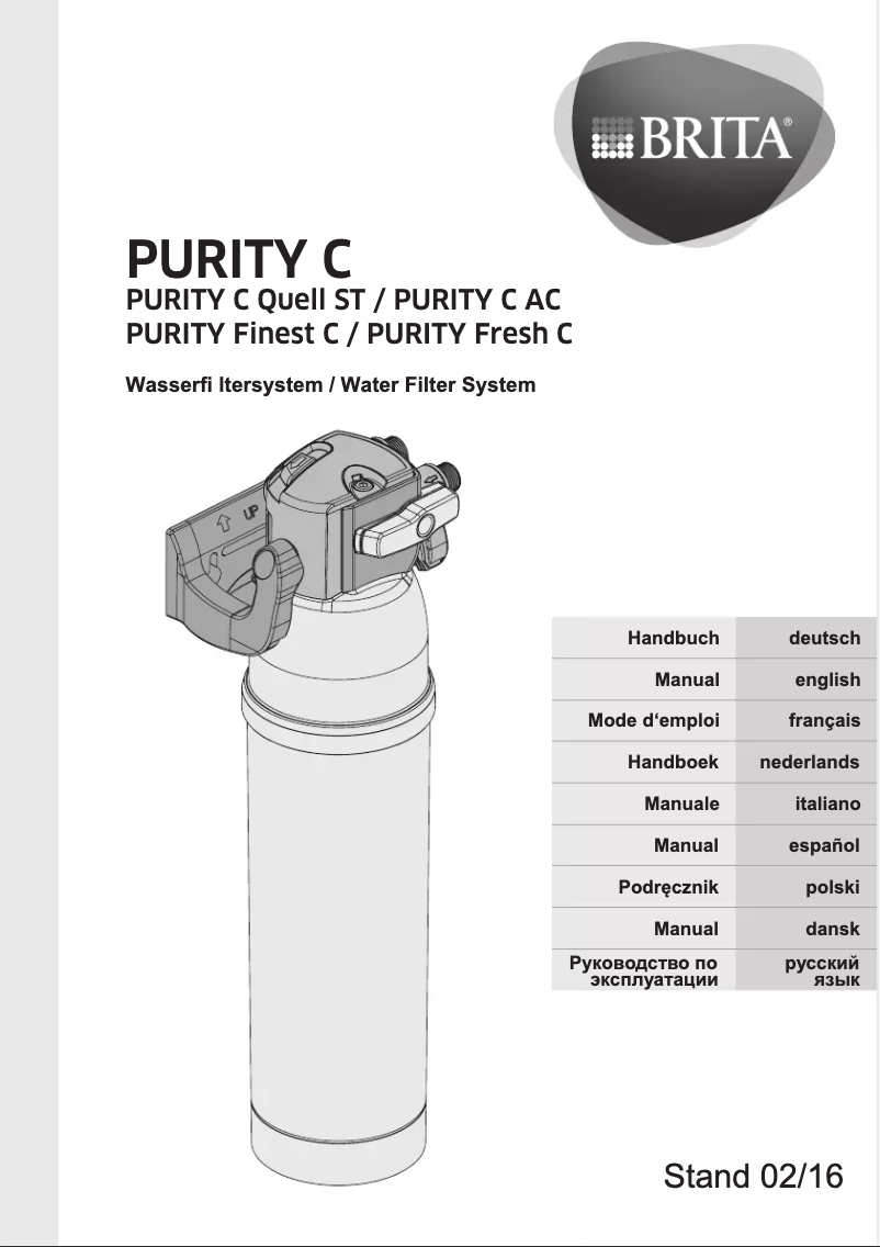 Page 1 de la notice Manuel utilisateur BRITA Purity Fresh C