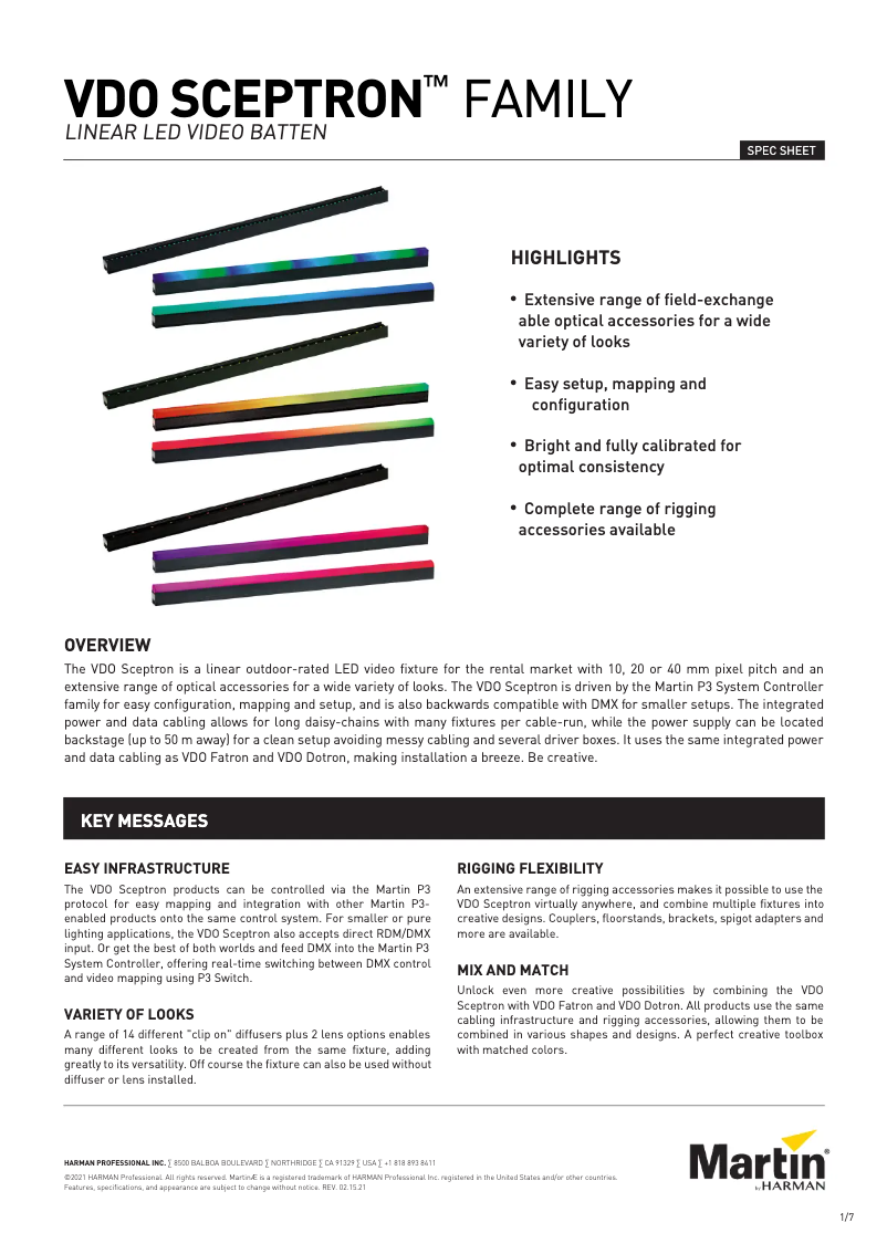 Page 1 de la notice Fiche technique Martin VDO Sceptron 10