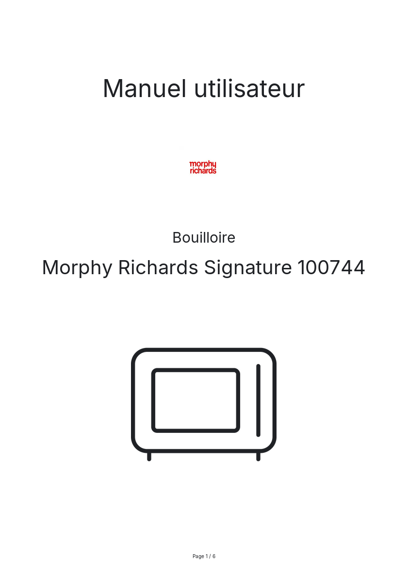 Image de la première page du manuel de l'appareil Signature 100744