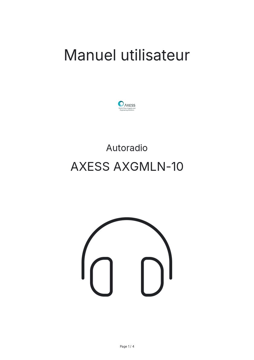 Page n°1 - Manuel utilisateur AXESS AXGMLN-10
