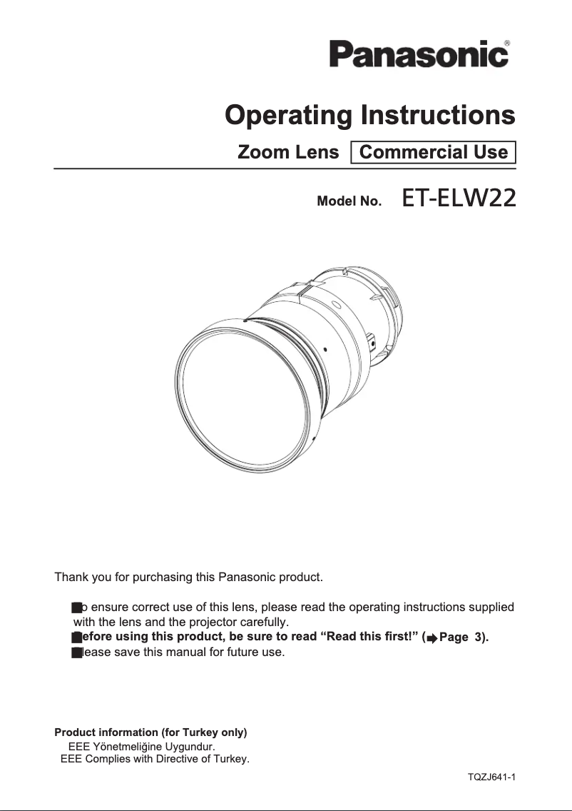 Page 1 de la notice Manuel utilisateur Panasonic ET-ELW22