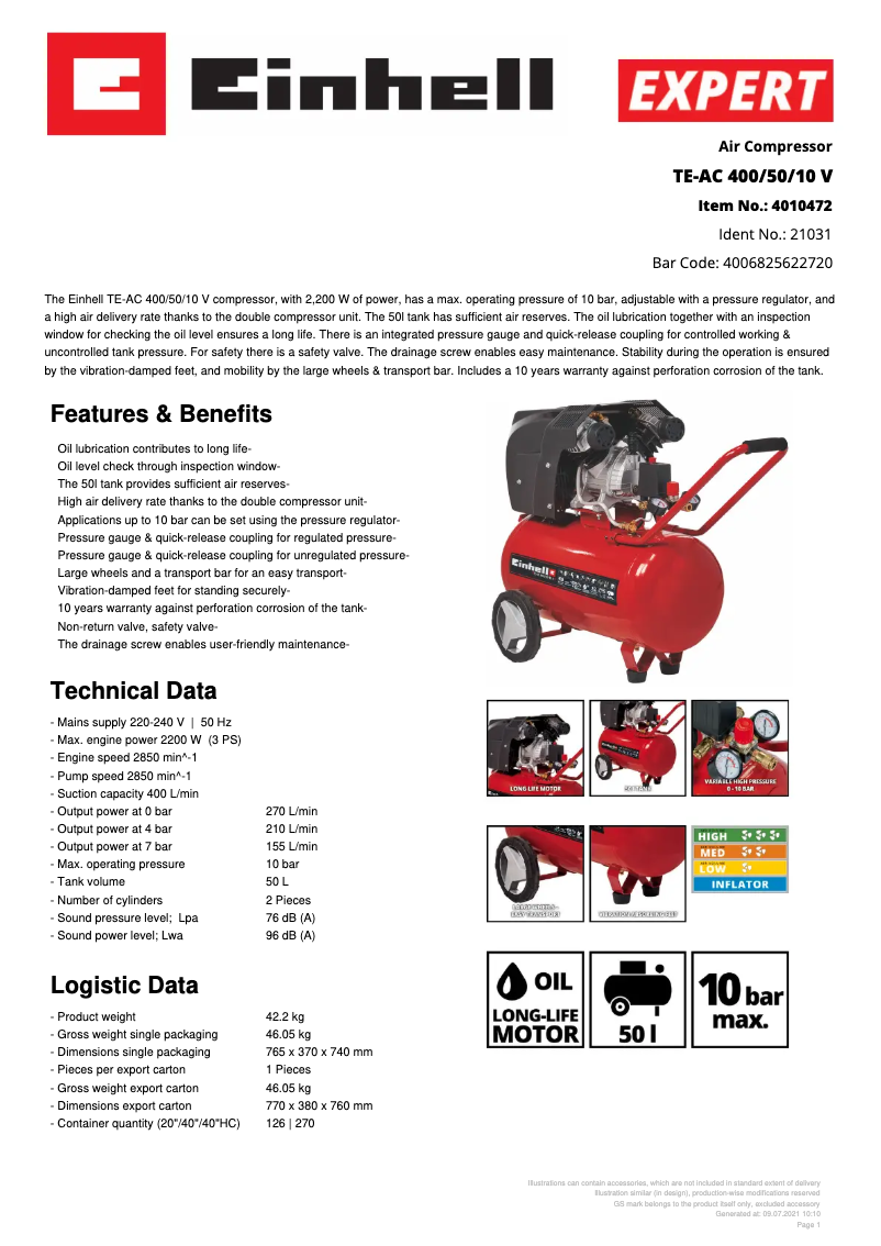 Imagen de la primera página del manual del dispositivo TE-AC 400/50/10