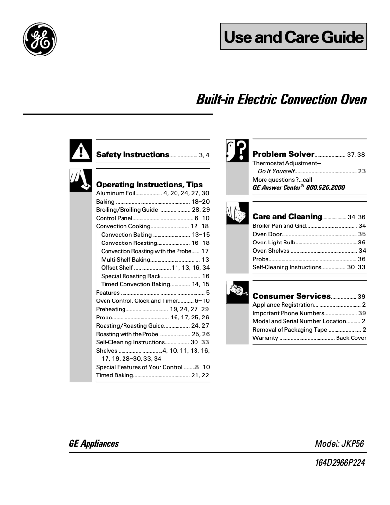 Página 1 del manual Manual de uso y mantenimiento GE Profile JKP56AWAA