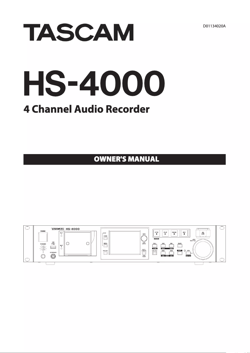 Page 1 de la notice Manuel utilisateur Tascam HS-4000