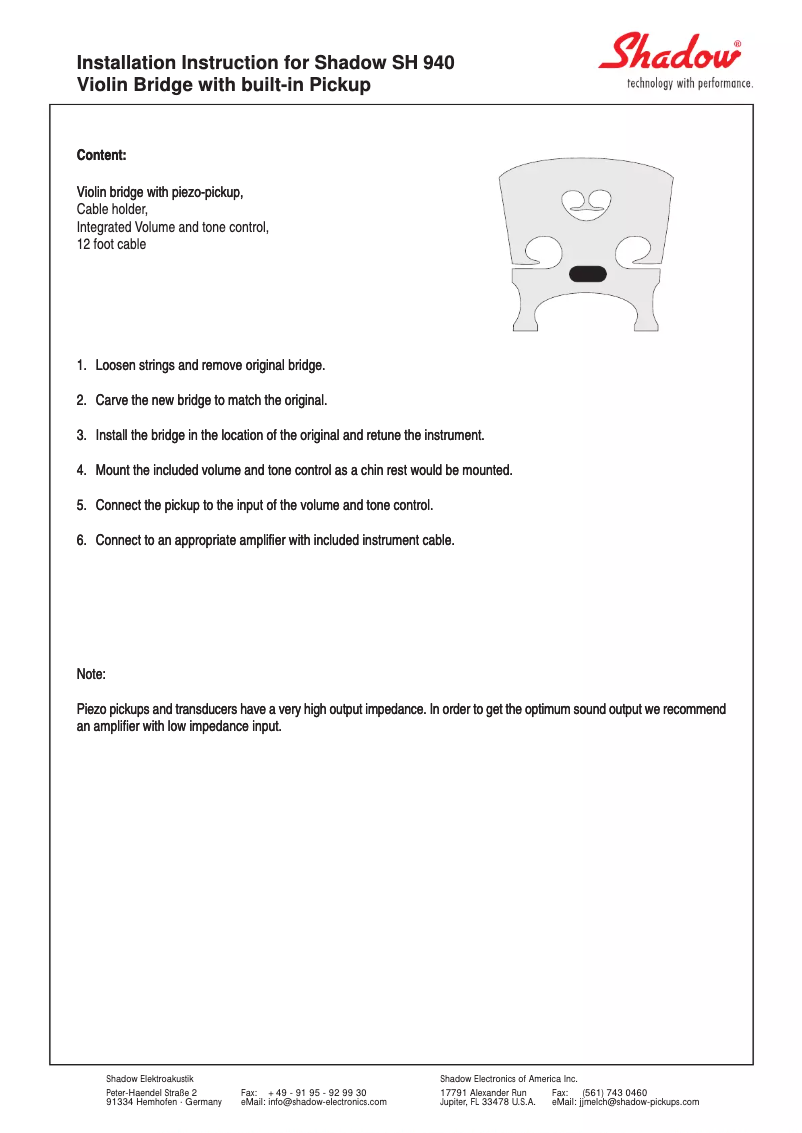 Page n°1 - Manuel utilisateur Shadow SH940