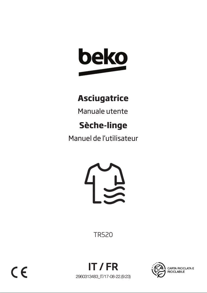 Page 1 de la notice Manuel utilisateur Beko TR520