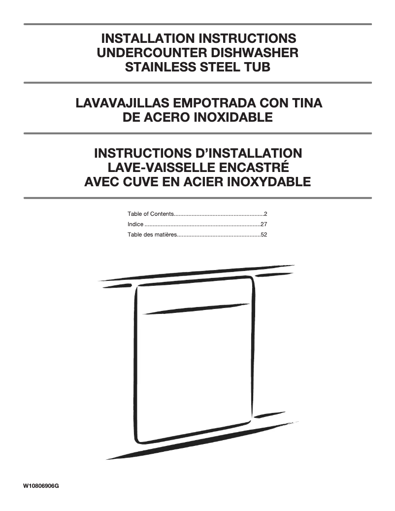 Page n°1 - Guide d'installation Maytag MDB4949SHB