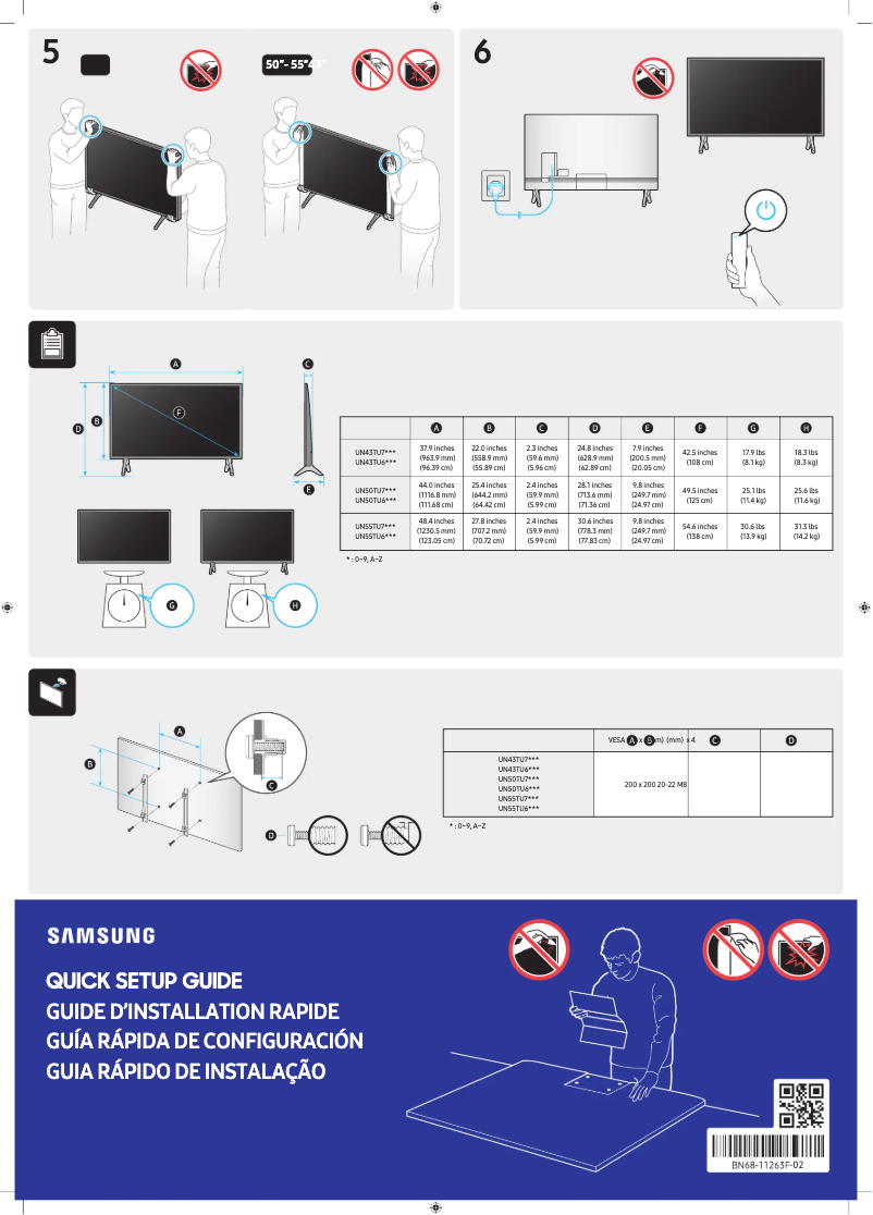 Page 1 de la notice Manuel utilisateur Samsung UN55TU690TF