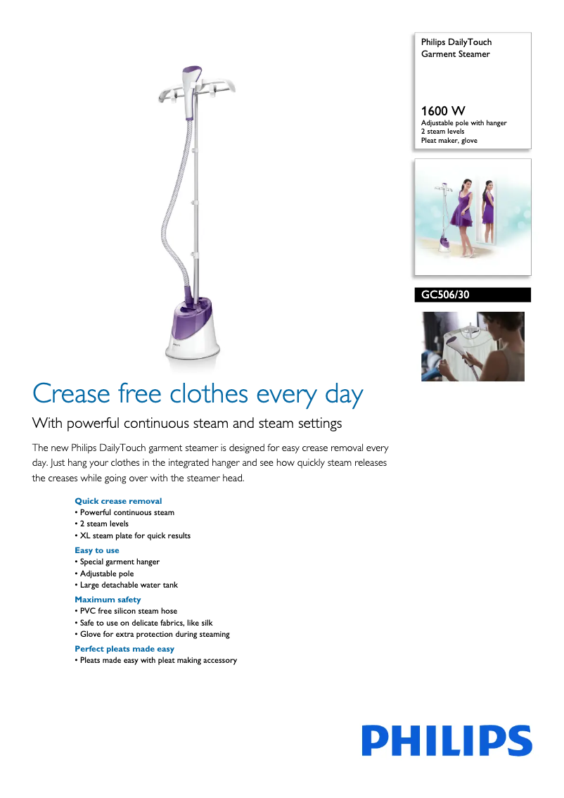 Page 1 de la notice Fiche technique Philips DailyTouch GC506