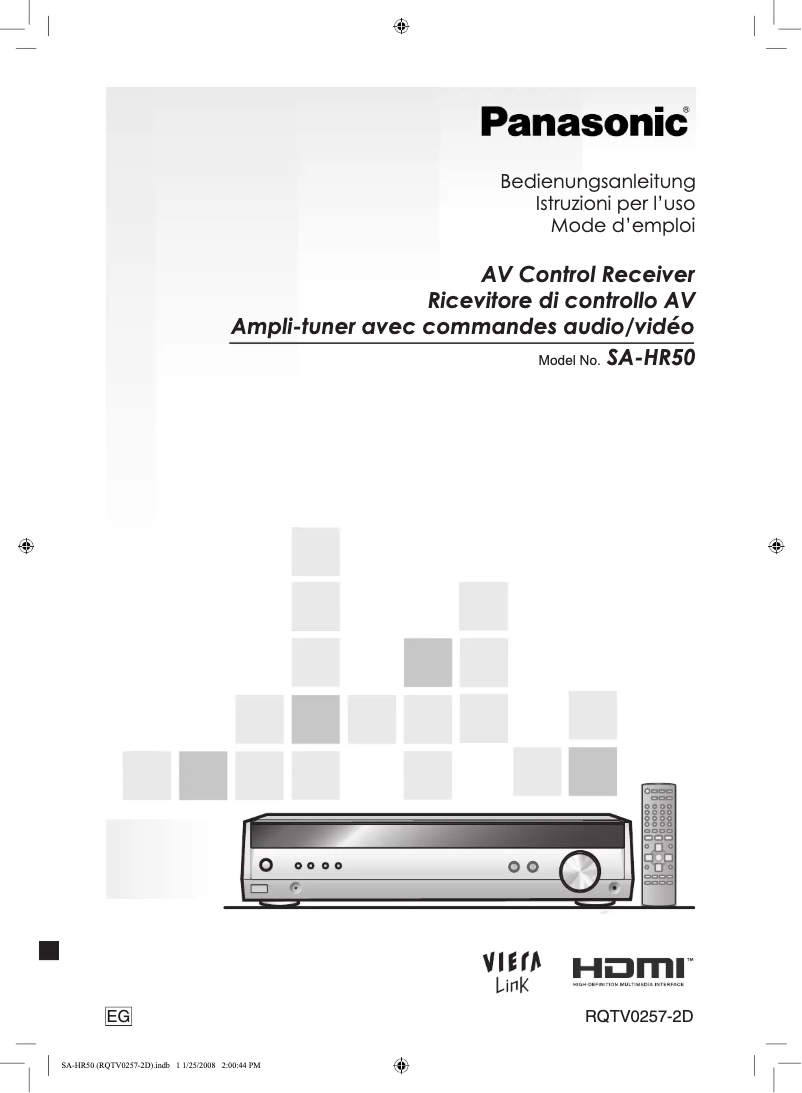 Image de la première page du manuel de l'appareil SA-HR50EG