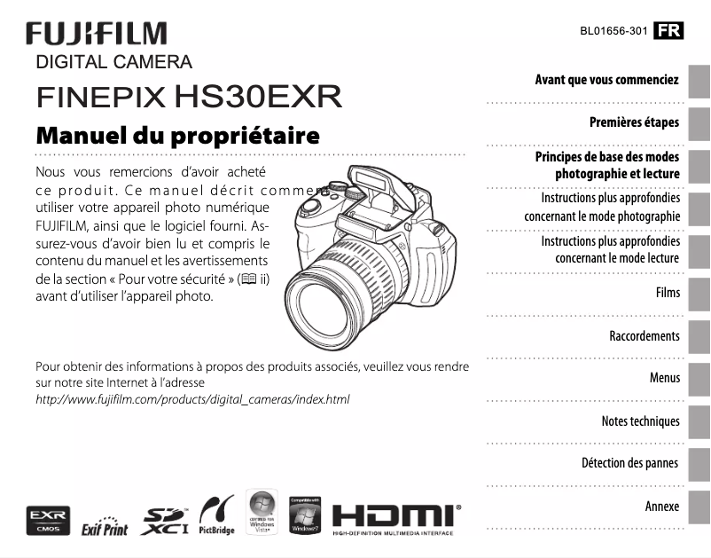 Page n°1 - Manuel utilisateur Fujifilm Finepix HS33EXR