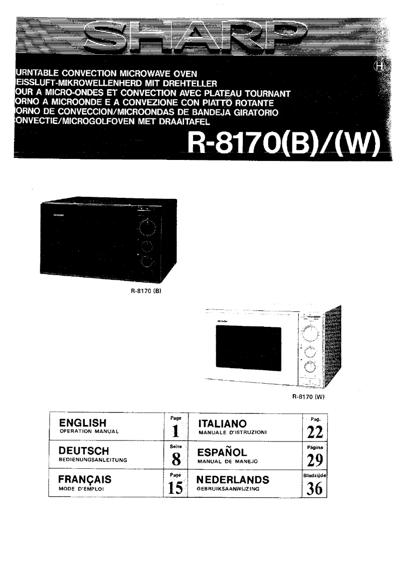 Page 1 de la notice Manuel utilisateur Sharp R8170