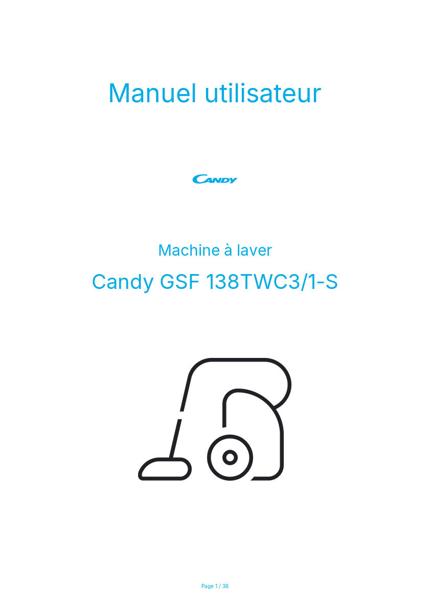 Page n°1 - Manuel utilisateur Candy GSF 138TWC3/1-S