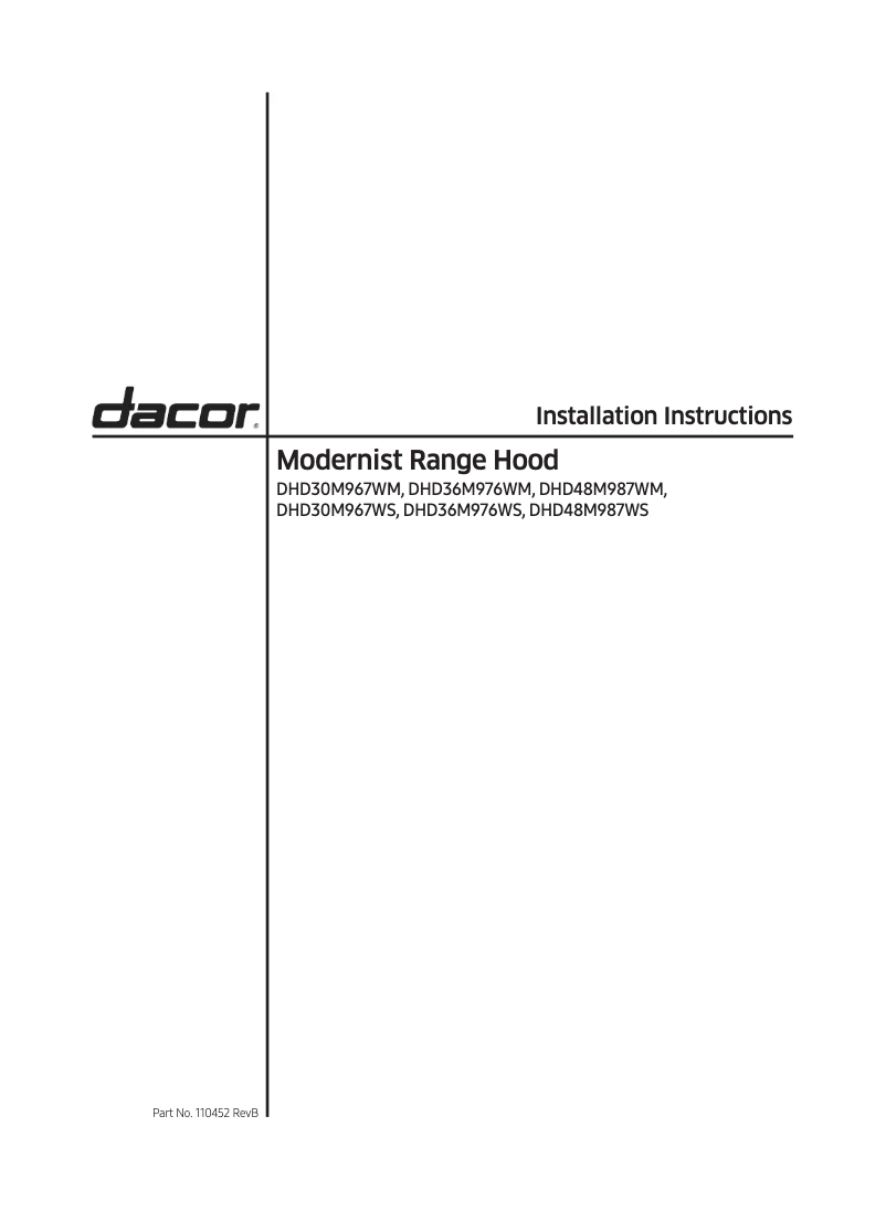 Page n°1 - Guide d'installation Dacor Modernist DHD30M967WM