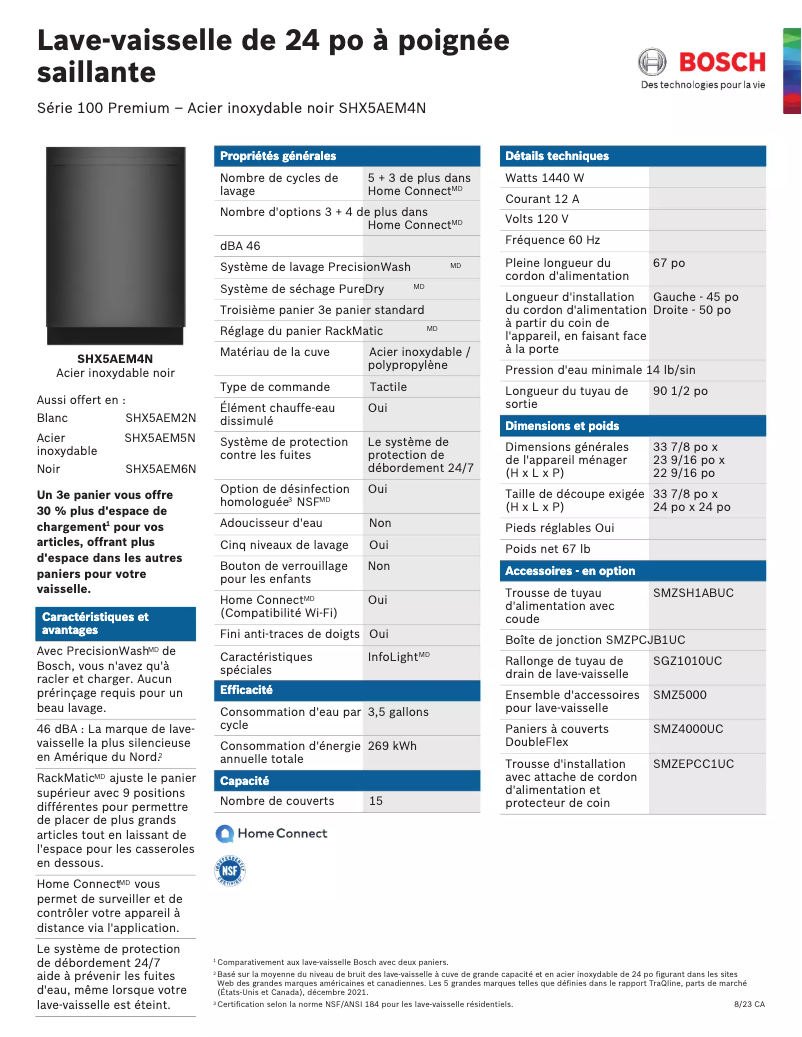 Page n°1 - Fiche technique Bosch SHX5AEM4N