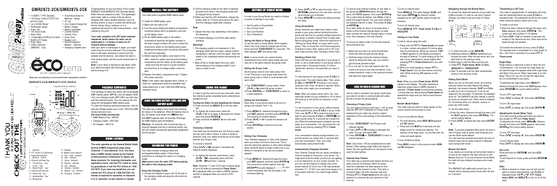 Page 1 de la notice Manuel utilisateur Uniden GMR2875-2CK