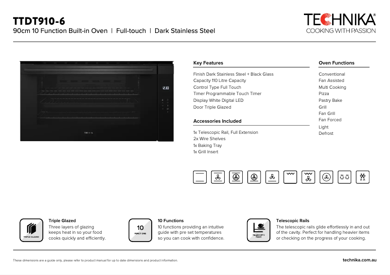 Page 1 de la notice Fiche technique Technika TTDT910-6