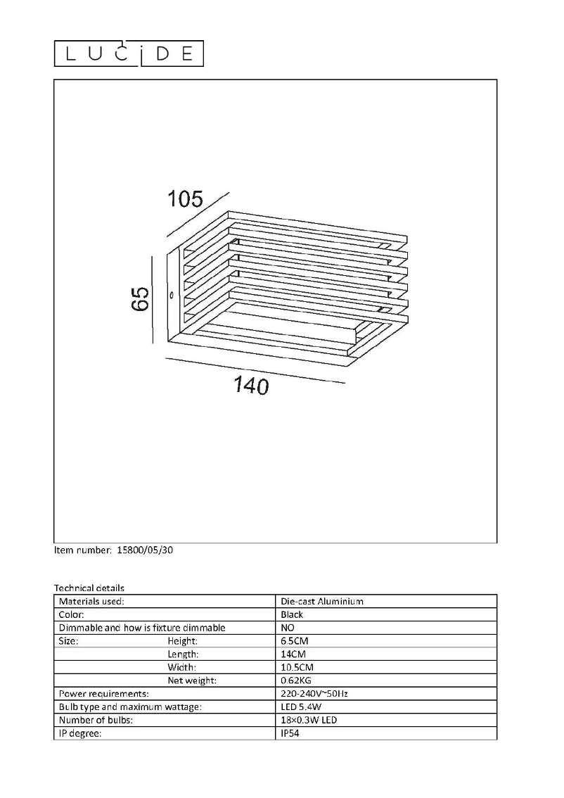 Página 1 del manual Manual de usuario Lucide Malta-LED