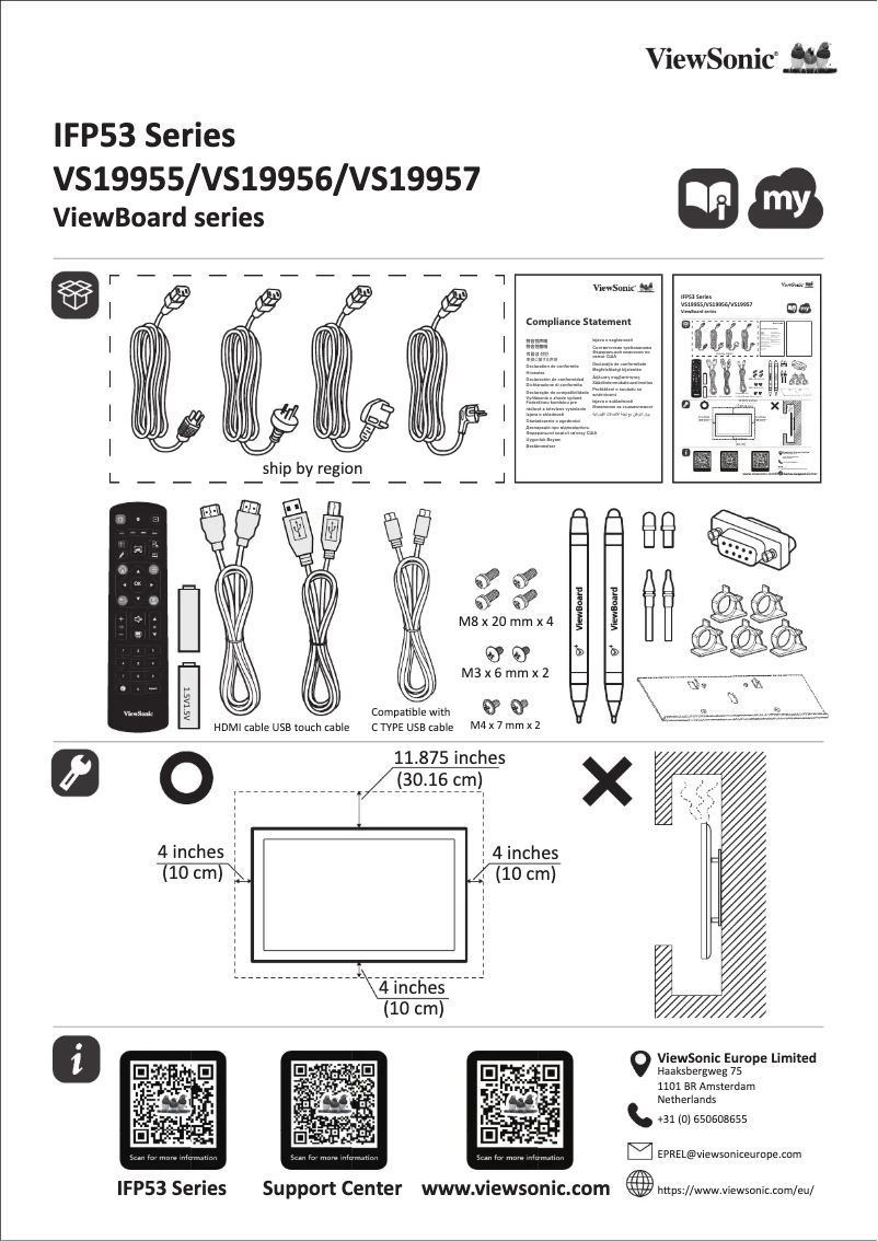 Page 1 de la notice Guide de démarrage rapide Viewsonic ViewBoard IFP6553