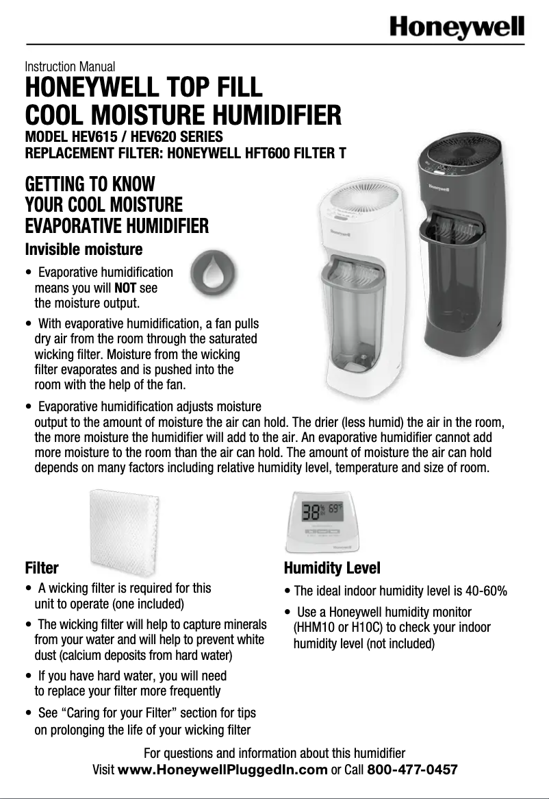 Page n°1 - Manuel utilisateur Honeywell HEV615W