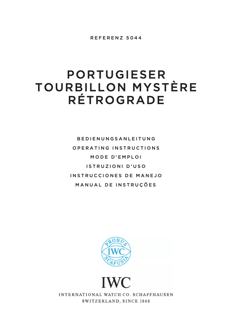 Page 1 de la notice Manuel utilisateur IWC Portuguese Tourbillon 5044