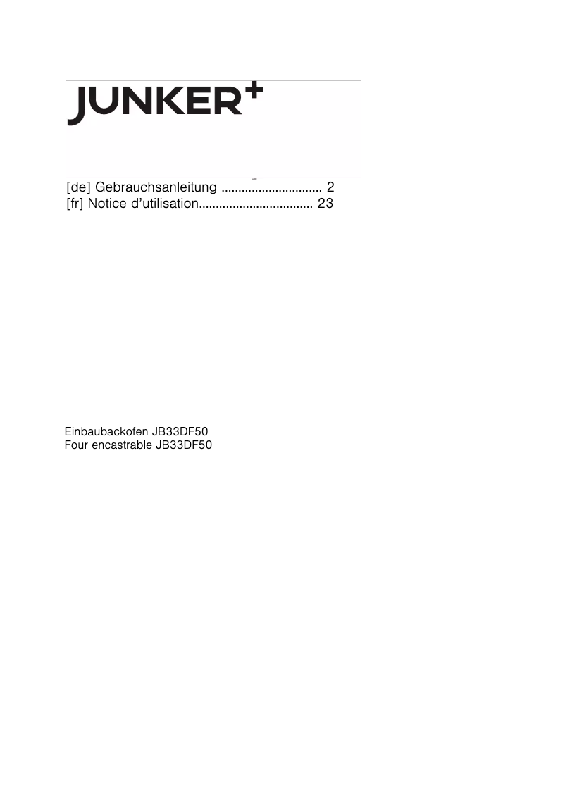 Page n°1 - Manuel utilisateur Junker JB33DF50