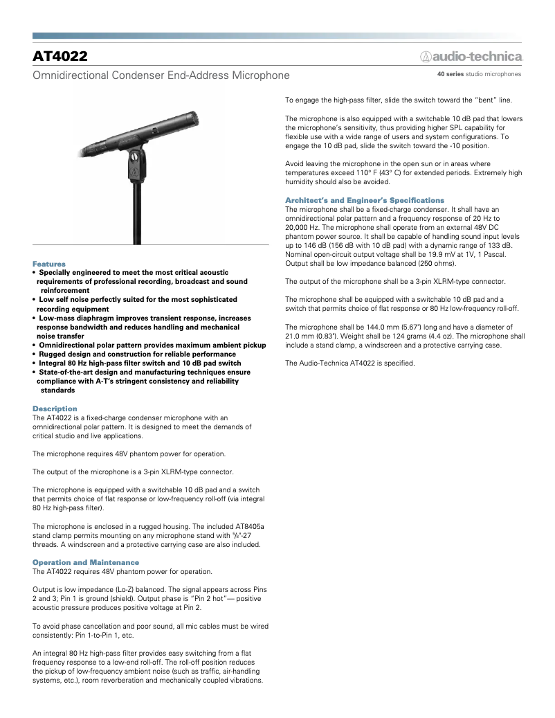 Image de la première page du manuel de l'appareil AT4022