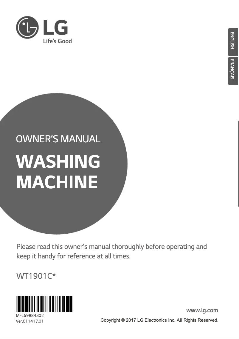 Page 1 de la notice Manuel utilisateur LG WT1901CK
