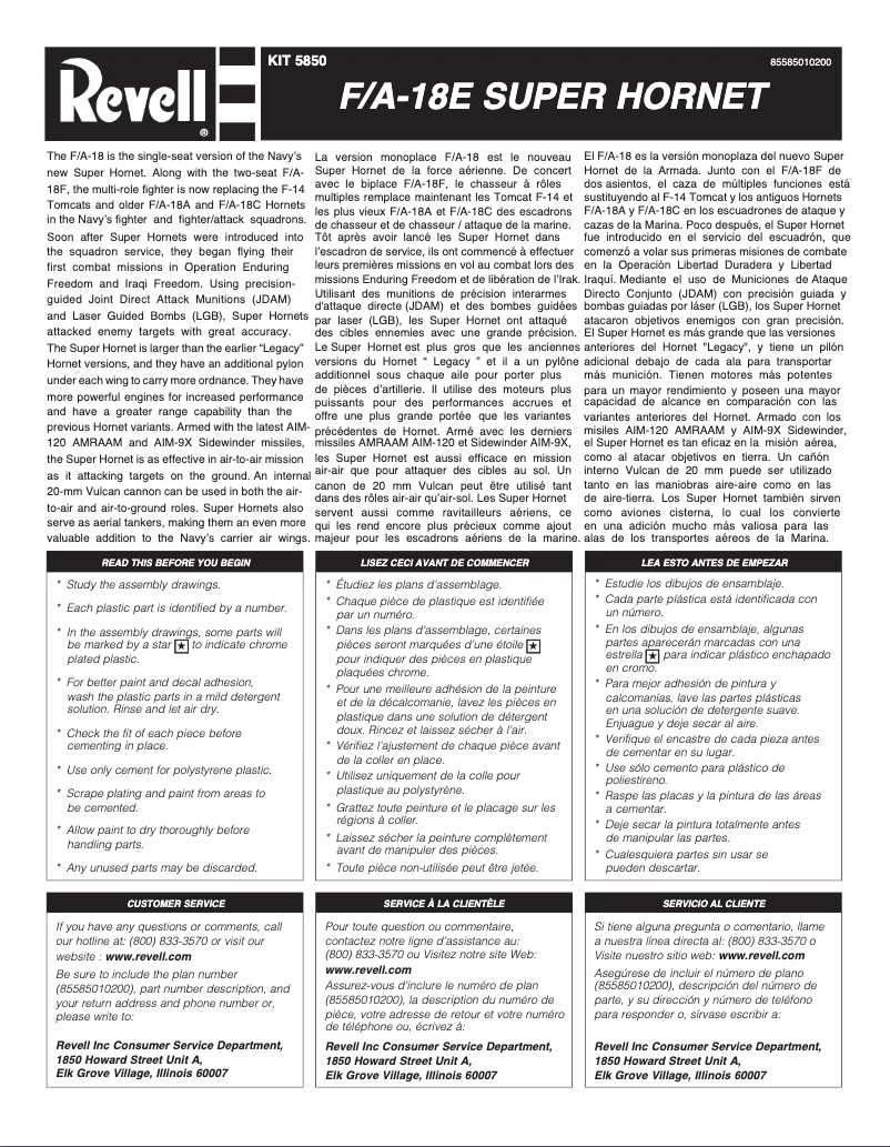 Page n°1 - Manuel utilisateur Revell F/A-18E Super Hornet