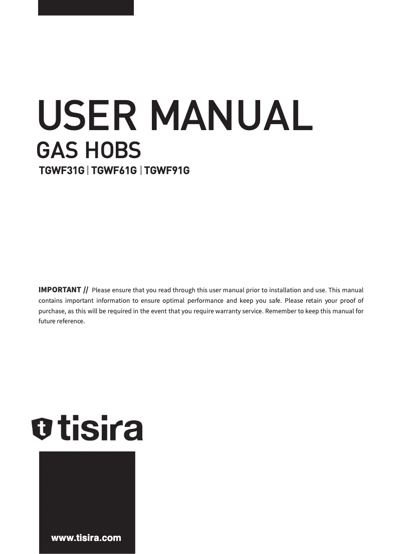 Page 1 de la notice Manuel utilisateur Tisira TGWF31G