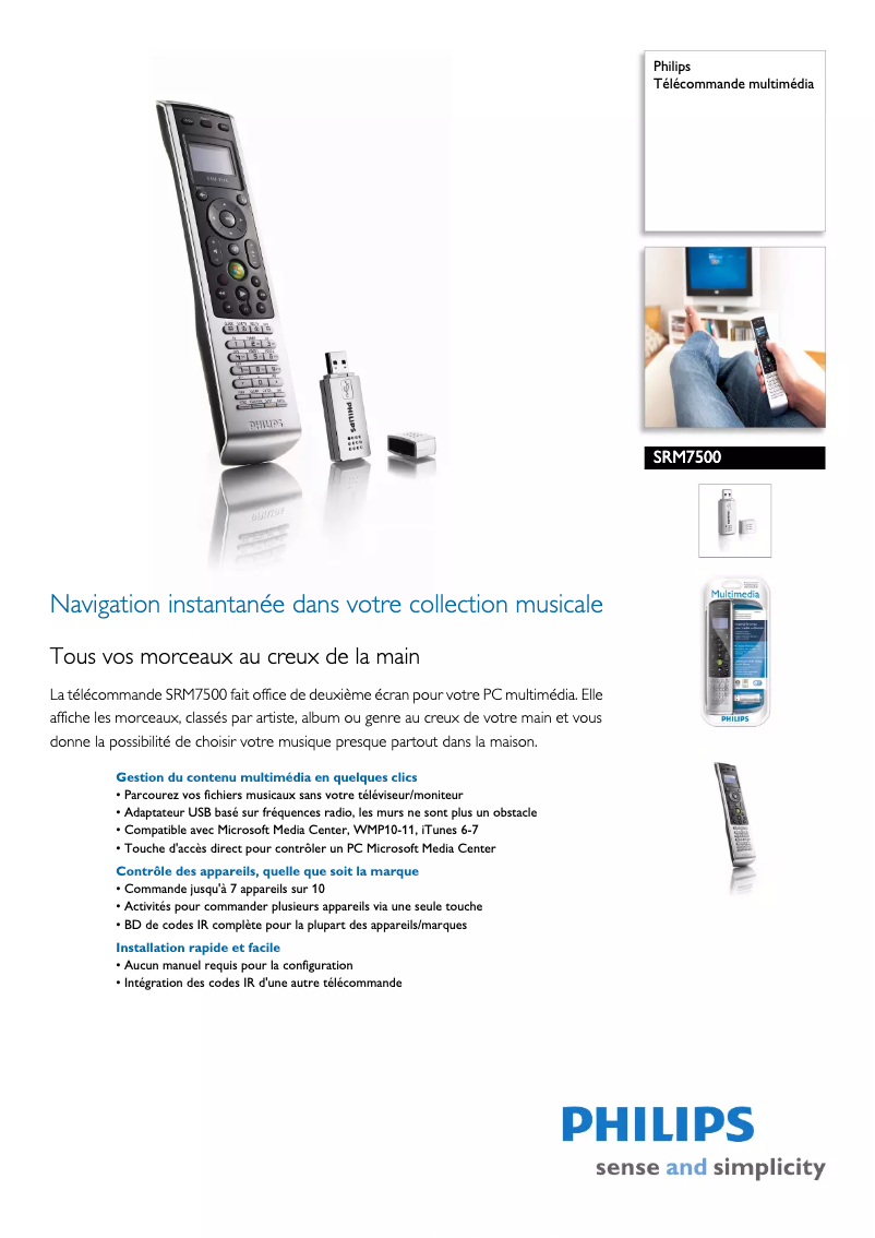 Page n°1 - Fiche technique Philips SRM7500