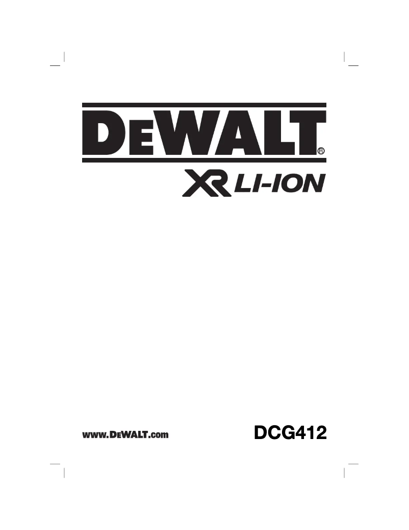 Page n°1 - Manuel utilisateur DeWalt DCG412
