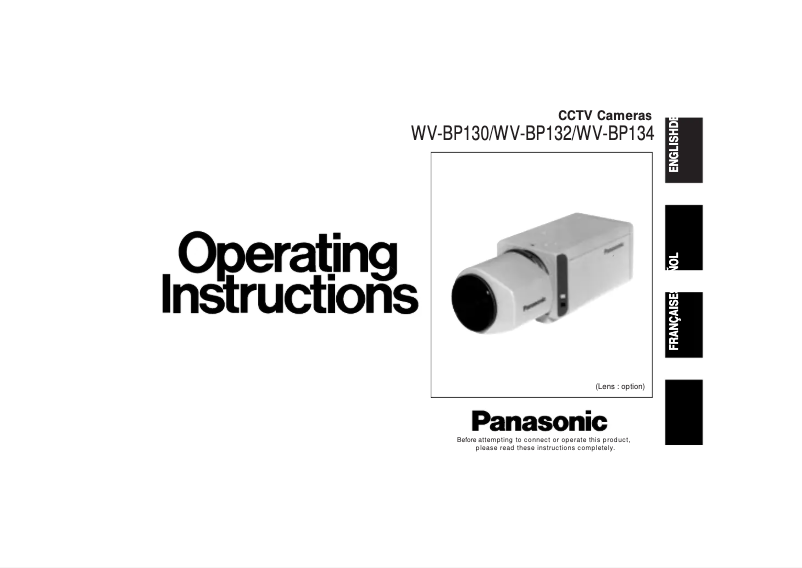 Image de la première page du manuel de l'appareil WV-BP130